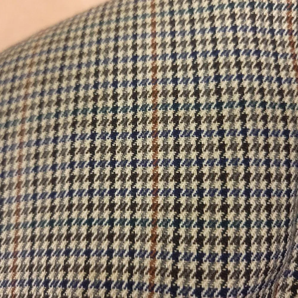 Vintage Marie Claire Houndstooth Two Button Cropped Blazer Suit Jacket Brown